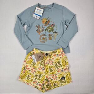 Patagonia Size 3T Baby Capilene Shirt Coral Sea Life & Baggies Shorts Yellow Set
